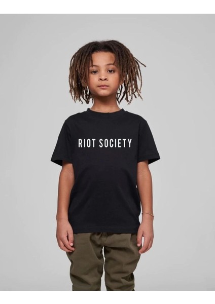 Çocuk Unisex Baskılı T-Shirt - Siyah -Vlmr