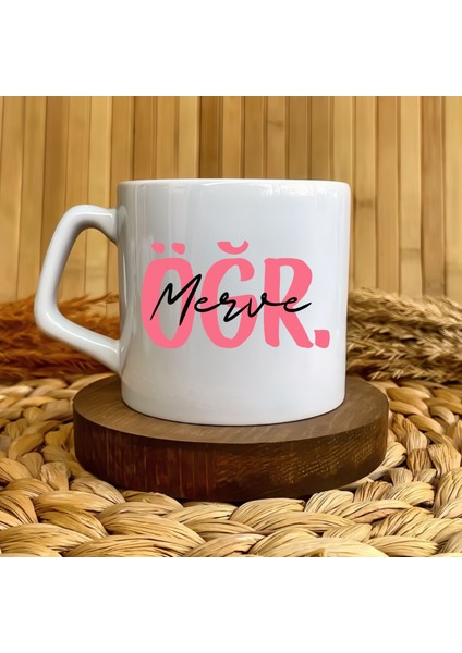 Kişiye Özel Lüks Kupa Öğretmen Temalı Pembe (Öğr.)