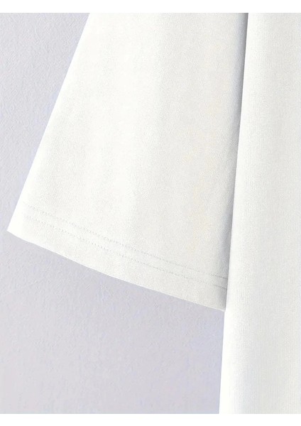 No Risk No Story Baskılı Oversize Bisiklet Yaka T-Shirt - Beyaz -Vlmr fırsatları