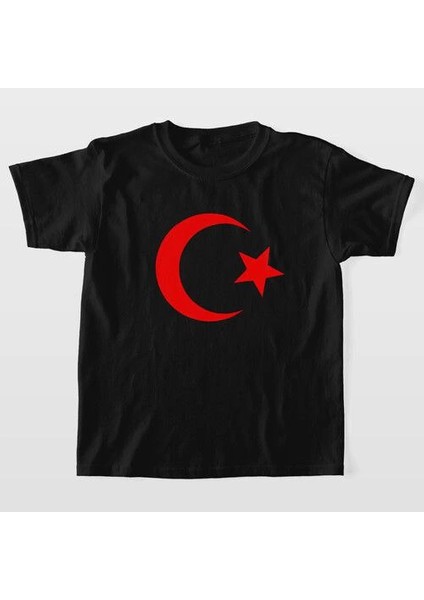 Unisex Çocuk Baskılı T-Shirt - Siyah -Vlmr