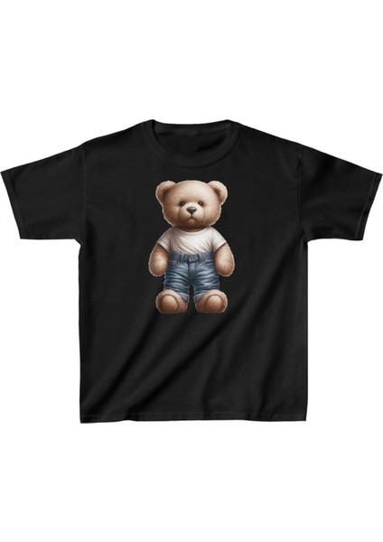 Unisex Çocuk Baskılı T-Shirt - Siyah -Vlmr