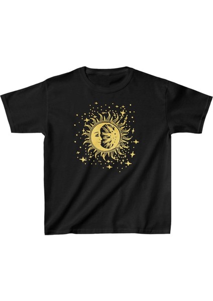 Çocuk Unisex Baskılı T-Shirt - Siyah -Vlmr