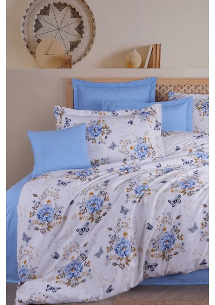 Çift Kişilik Nevresim Takımı Pamuklu Mavi Kelebek fiyatları