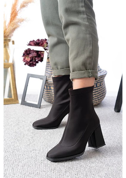 Topuklu Kadın Streç Bot Siyaha Siyah fiyatları
