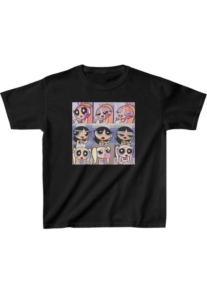 Çocuk Unisex Baskılı T-Shirt - Siyah -Vlmr