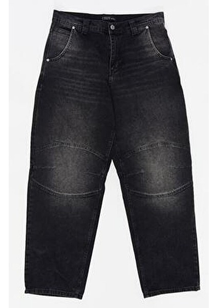 Erkek Yüksek Bel Baggy Skater Jean Pantolon %100 Pamuk Rahat Kalıp Model