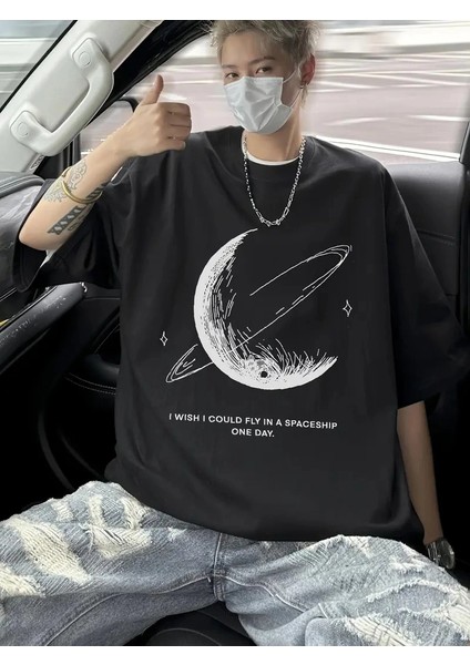 Siyah Tişört Grafik Genç Emo Vintage Gotik Rahat Büyük Beden Kısa Kollu Tişört- Siyah -Vlmr fiyatları