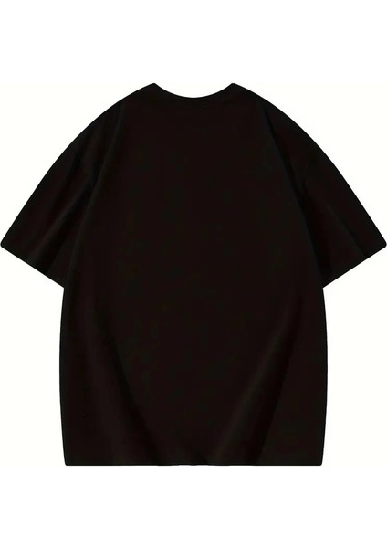 Thousand Ön Arka Baskılı Oversize Bisiklet Yaka T-Shirt - Siyah -Vlmr modelleri