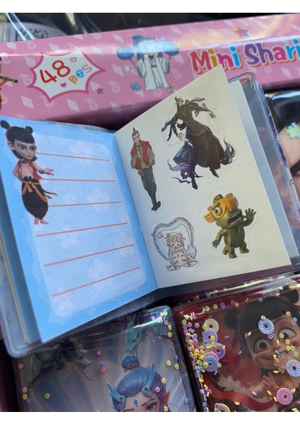 ne zha nezha 3 adet mini sulu - pullu sticker defteri 300 stickerlı not defteri fırsatları