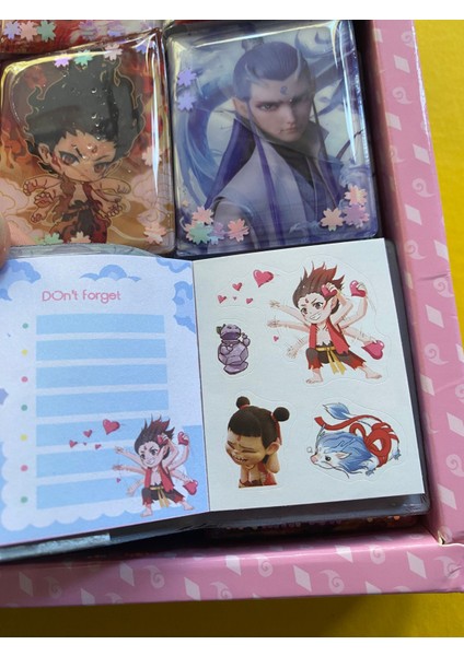 ne zha nezha 3 adet mini sulu - pullu sticker defteri 300 stickerlı not defteri indirimleri