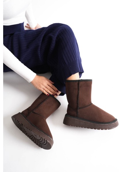 Anisa Premium Kadın Acı Kahve Kışlık Kürklü Uzun Model Bot fırsatları