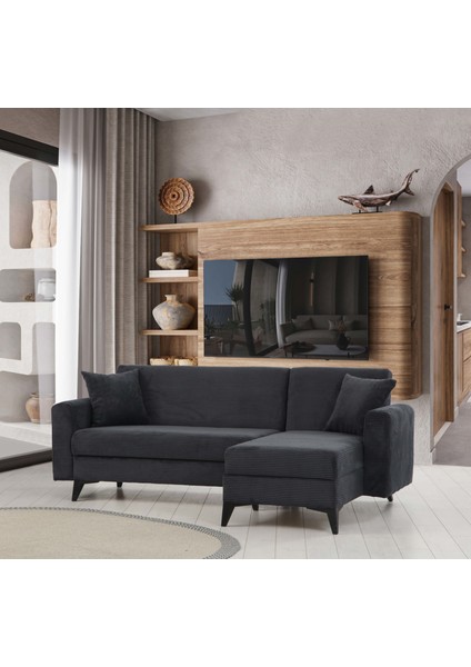 Sera Köşe Fitilli Kumaş Koltuk Antrasit