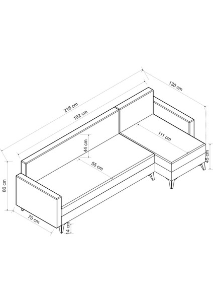 Sera Köşe Fitilli Kumaş Koltuk Antrasit