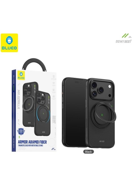 Armor Aramid Fiber iPhone 17 Pro Max Uyumlu Magsafe Özellikli Standlı Telefon Kılıfı