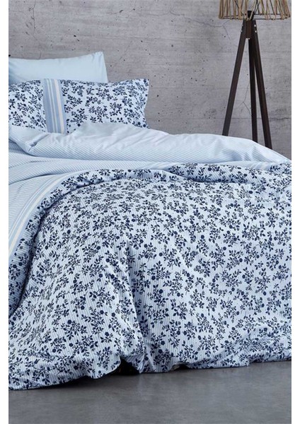 Çift Kişilik Nevresim Takımı Pamuklu Mavi Düş Çiçekleri