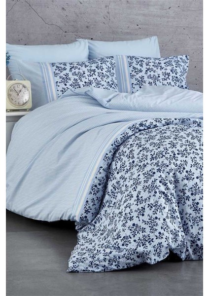Çift Kişilik Nevresim Takımı Pamuklu Mavi Düş Çiçekleri fiyatları