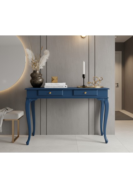 100 cm Masif Çekmeceli Lükens Mavi Dresuar