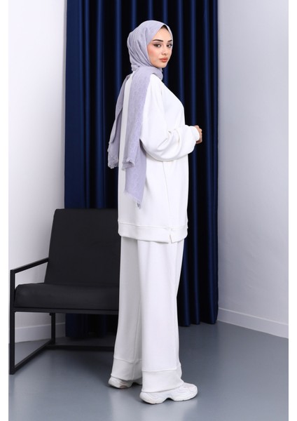 Ekru Tek Cepli Tunik Pantolonlu Modal Takım fırsatları