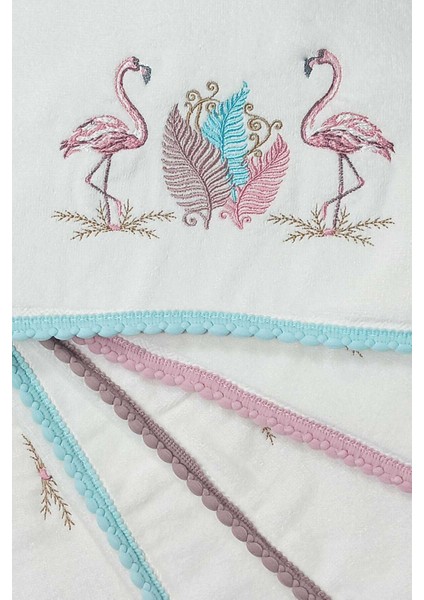 3 Lü Renkli Kuğu Nakışlı Su Taşı Kenar Işlemeli Havlu Seti 50X90 cm fırsatları