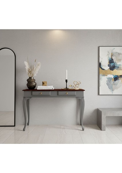 100 cm Masif Çekmeceli Lükens Gri Ceviz Dresuar