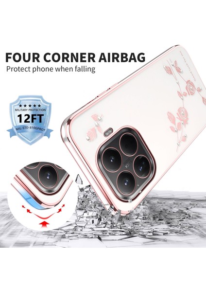 Xiaomi 15T Pro Kılıfı Için Kadem Çiçek Taşlı Dekor Tpu Telefon Kılıfı - Gül Altını (Yurt Dışından) fiyatları