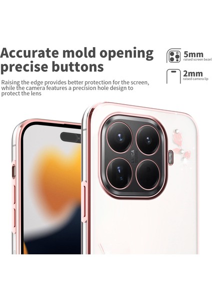 Xiaomi 15T Pro Kılıfı Için Kadem Çiçek Taşlı Dekor Tpu Telefon Kılıfı - Gül Altını (Yurt Dışından) indirimleri