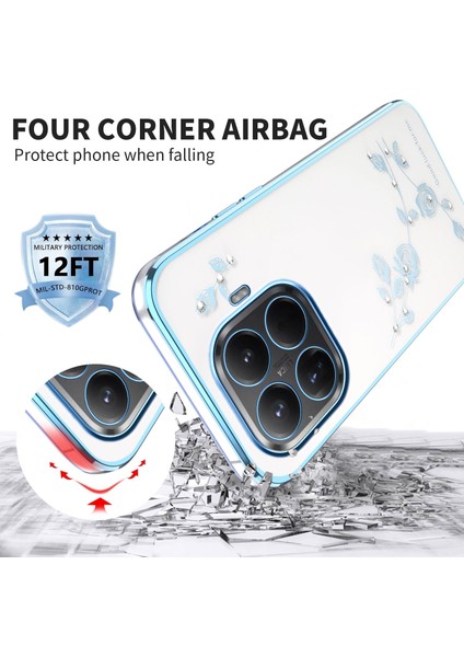 Xiaomi 15T Pro Kılıfı Çiçek Taşlı Dekor Tpu Telefon Kılıfı - Mavi (Yurt Dışından) fiyatları