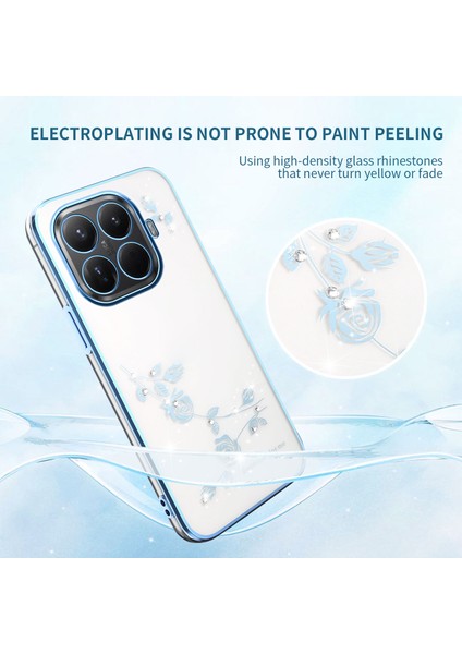 Xiaomi 15T Pro Kılıfı Çiçek Taşlı Dekor Tpu Telefon Kılıfı - Mavi (Yurt Dışından) modelleri