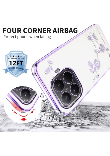 Xiaomi 15T Pro Kılıfı Çiçek Taşlı Dekor Tpu Telefon Kılıfı - Mor (Yurt Dışından) fiyatları