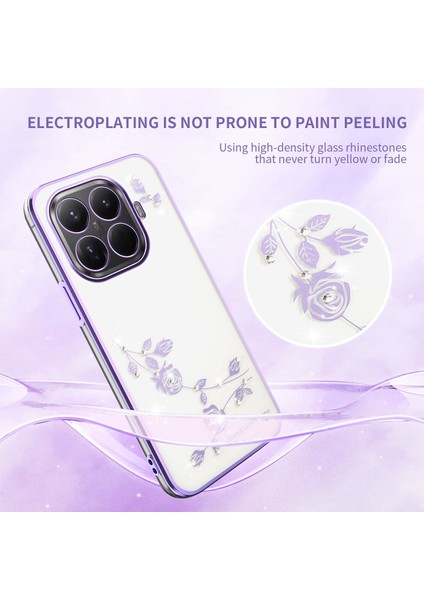 Xiaomi 15T Pro Kılıfı Çiçek Taşlı Dekor Tpu Telefon Kılıfı - Mor (Yurt Dışından) modelleri