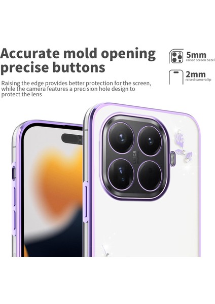 Xiaomi 15T Pro Kılıfı Çiçek Taşlı Dekor Tpu Telefon Kılıfı - Mor (Yurt Dışından) indirimleri