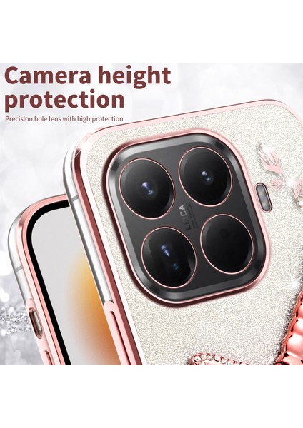 Xiaomi 15T Pro Kılıfı Dragonfly Kickstand Tpu Çiçekli Simli Telefon Kılıfı - Mor (Yurt Dışından) modelleri