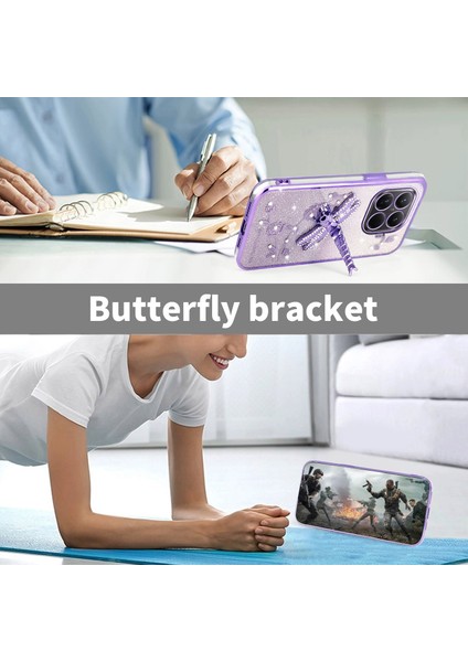 Xiaomi 15T Pro Kılıfı Dragonfly Kickstand Tpu Çiçekli Simli Telefon Kılıfı - Mor (Yurt Dışından) indirimleri