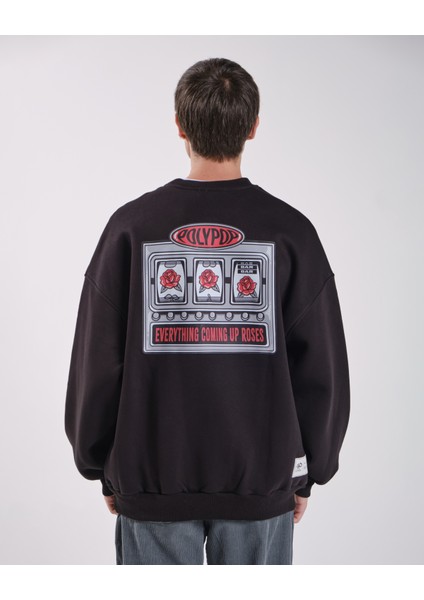 "jackpot" Oversize Fit Cepli Crewneck Sweatshirt Siyah fiyatları