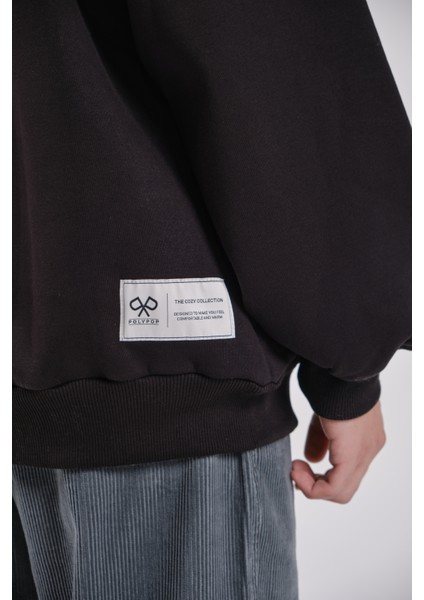 "jackpot" Oversize Fit Cepli Crewneck Sweatshirt Siyah indirimleri