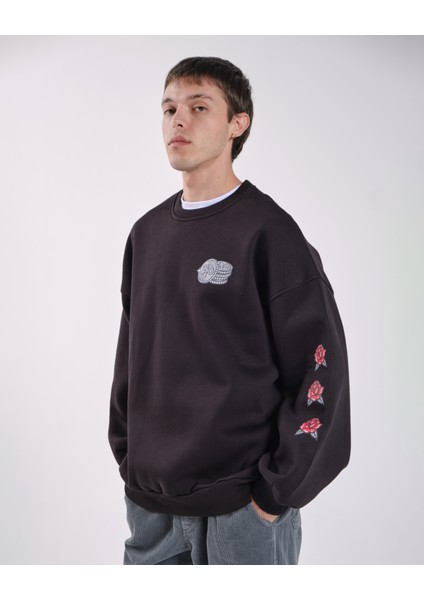 "jackpot" Oversize Fit Cepli Crewneck Sweatshirt Siyah