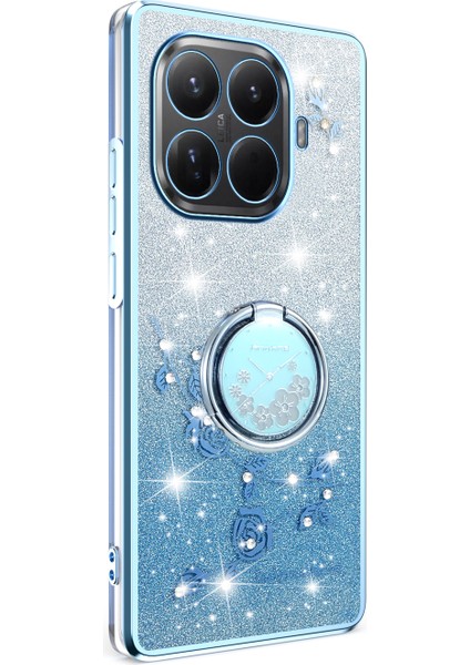 Xiaomi 15T Pro Kılıf Halka Ayaklı Tpu Çiçekli Telefon Kılıfı Degrade Simli - Mavi (Yurt Dışından) fiyatları