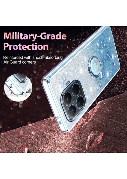 Xiaomi 15T Pro Kılıf Halka Ayaklı Tpu Çiçekli Telefon Kılıfı Degrade Simli - Mavi (Yurt Dışından) fırsatları