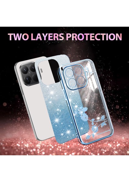 Xiaomi 15T Pro (Global) Kılıf Çiçek Tpu Esnek Degrade Telefon Kılıfı - Mavi (Yurt Dışından) fiyatları