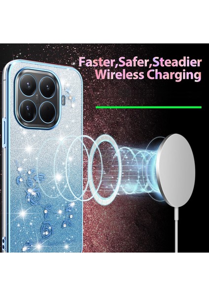 Xiaomi 15T Pro (Global) Kılıf Çiçek Tpu Esnek Degrade Telefon Kılıfı - Mavi (Yurt Dışından) modelleri