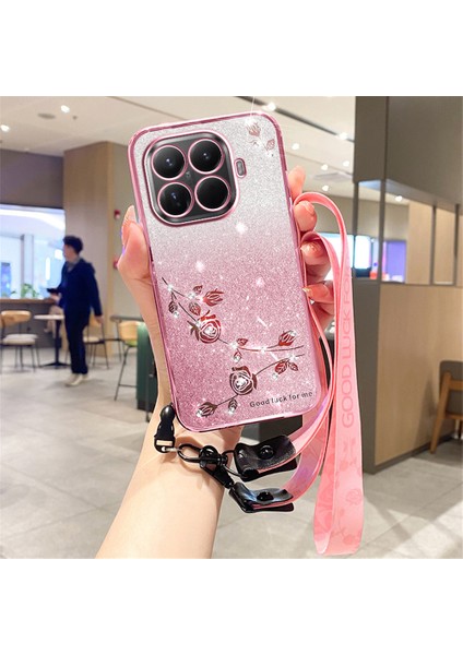 Xiaomi 15T Pro Kılıfı Çiçek Desenli Tpu Degrade Telefon Kılıfı ve Boyun Askıları - Gül Altını (Yurt Dışından) fiyatları