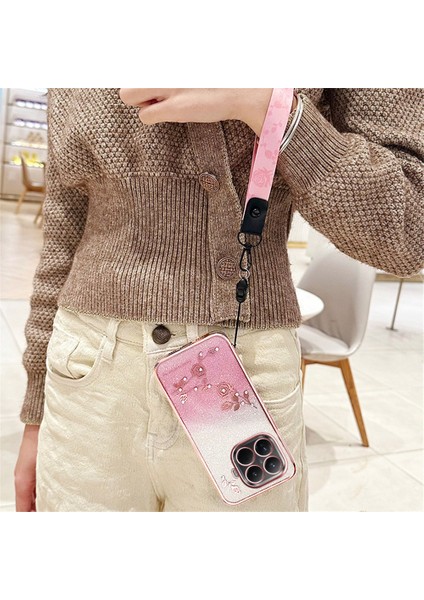 Xiaomi 15T Pro Kılıfı Çiçek Desenli Tpu Degrade Telefon Kılıfı ve Boyun Askıları - Gül Altını (Yurt Dışından) fırsatları