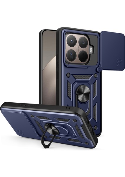 Xiaomi 15T Pro Için Kayar Kamera Kapaklı Pc + Tpu Destekli Telefon Kılıfı - Mavi (Yurt Dışından)