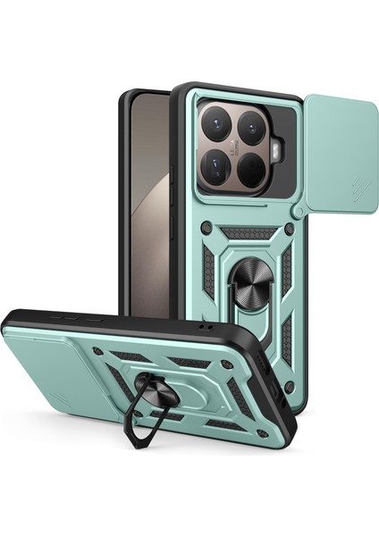 Xiaomi 15T Pro Için Kayar Kamera Kapaklı Pc + Tpu Destekli Telefon Kılıfı - Yeşil (Yurt Dışından)