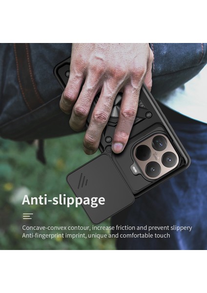 Xiaomi 15T Pro Için Kayar Kamera Kapaklı Pc + Tpu Ayaklı Telefon Kılıfı - Kırmızı (Yurt Dışından) fırsatları