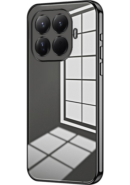 Xiaomi 15T Pro Kılıf Galvaniz Çerçeve Yumuşak Tpu Telefon Kılıfı - Siyah (Yurt Dışından)