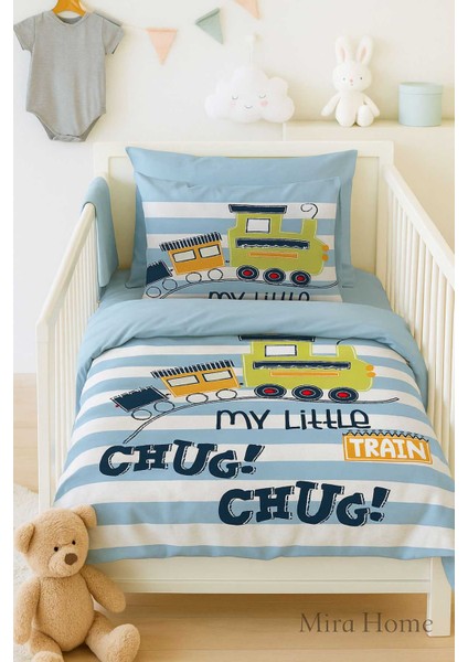 Dijital Baskılı 3D Pamuklu Yenidoğan Bebek Nevresim Takımı My Little Train