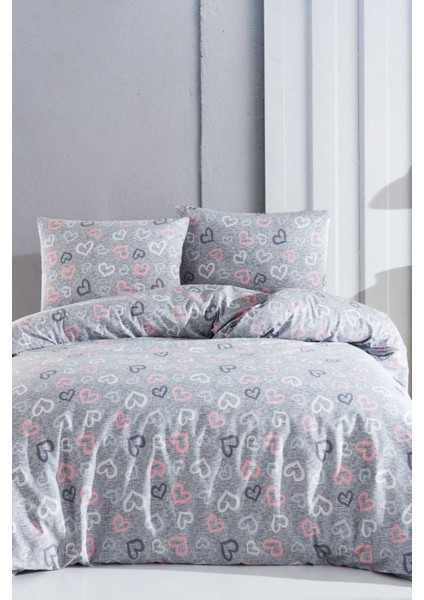 Çift Kişilik Nevresim Takımı Pamuklu Romantik Gri fiyatları