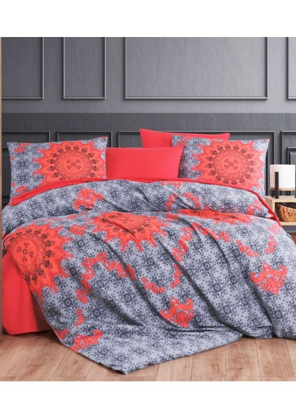 Çift Kişilik Nevresim Takımı Pamuklu Asil Kırmızı