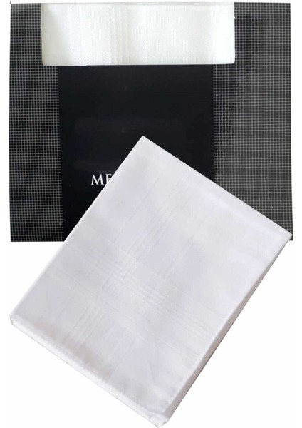 3’lü Özel Paket Premium Erkek Mendil Seti &AMP;#37;100 Pamuk 42X42 cm Beyaz